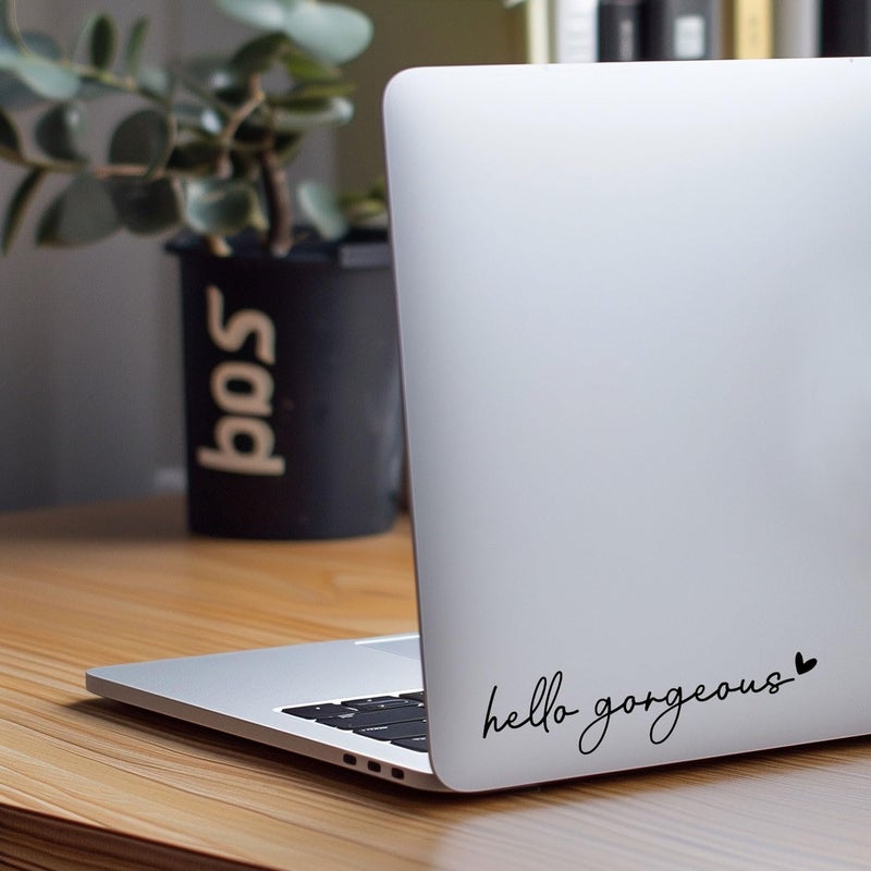 WCDHOR 2 x Hello Gorgeous Rearview Mirror Decal Water Bottle Stickers Affirmation Reminder Sticker Laptop Bumper Sticker Tumbler Vinyl Sticker Car Mirror Decal(Hello Gorgeous, Black) - Image 5
